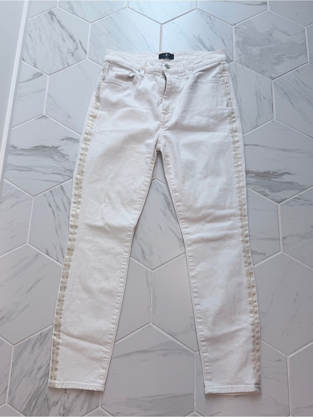 7 For All Mankind high waist ankle skinny Jeans with Side Trim